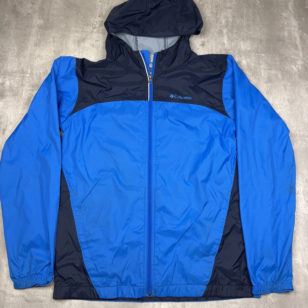 Columbia Sportswear Jacket Youth Kids Large (14/16) Blue Windbreaker Rain Hooded